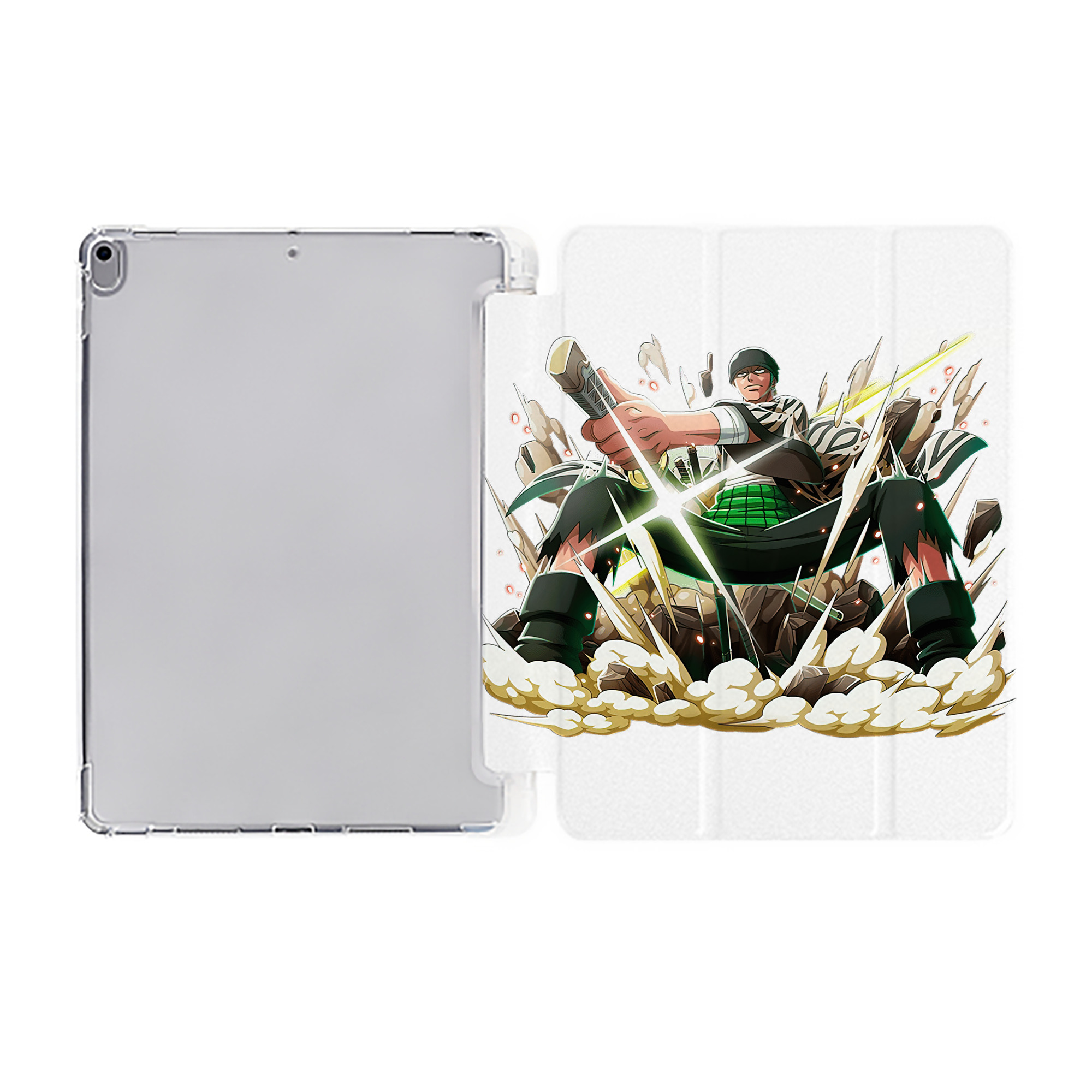 （画像用） ワンピース ロロノア・ゾロ ONE PIECE Roronoa Zoro IPad ケース ペン収納付き 三つ折りスタンド PUレザー×シリコン 対応機種9.5/10.5/10.9インチ